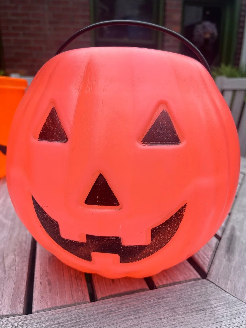 Vintage Large Halloween Jack O Lantern JOL Blow Mold Bucket Unmarked